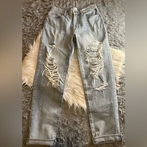Pistola Presley High Rise Distressed Roll Denim